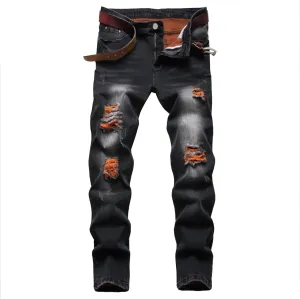 Men's Slim Fit Stretch Jeans Distressed Skinny Workwear Pants Ripped Straight Comfort Cargo Flex Waist Jeans
