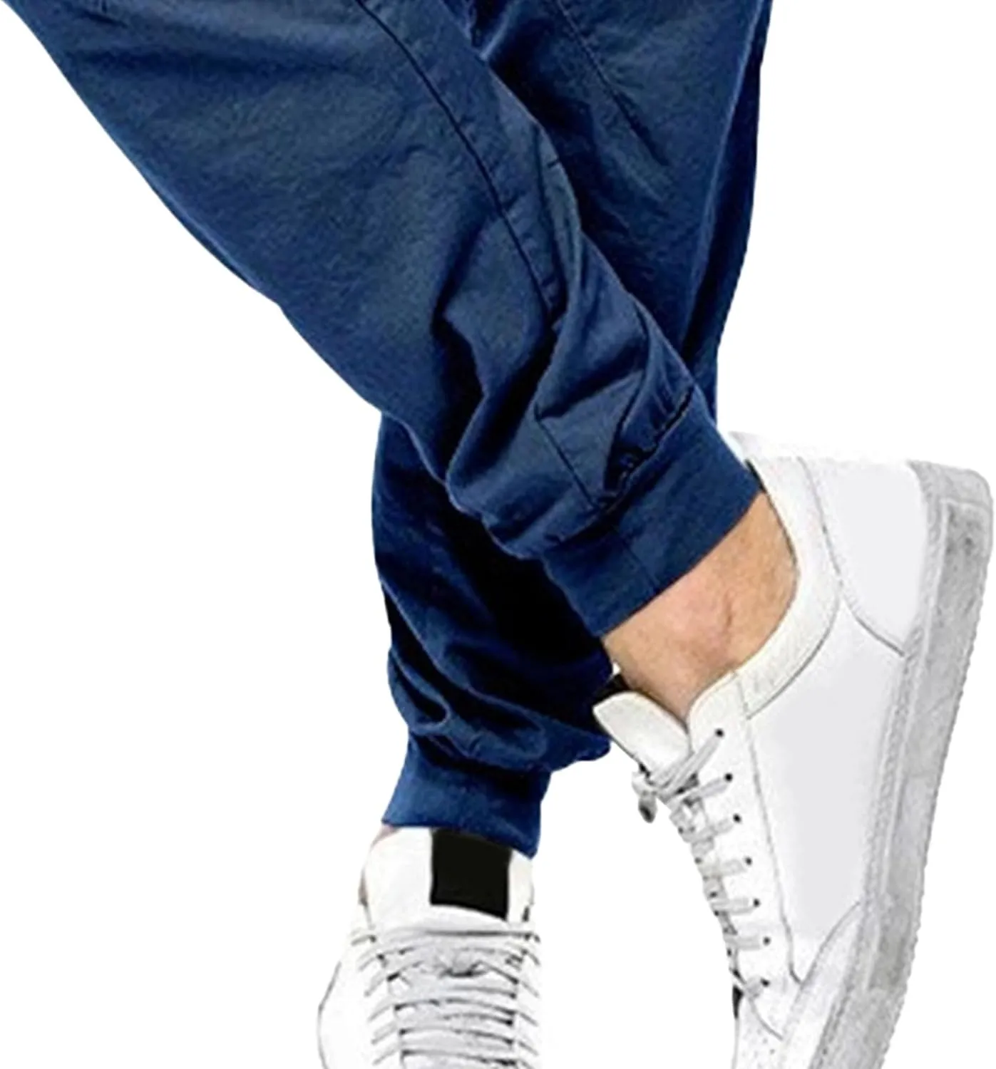 Men's Solid Stylish Comfort Slim Fit Pants Straight Leg Joggers Hiking Pants Drawstring Chino Athletic Trousers