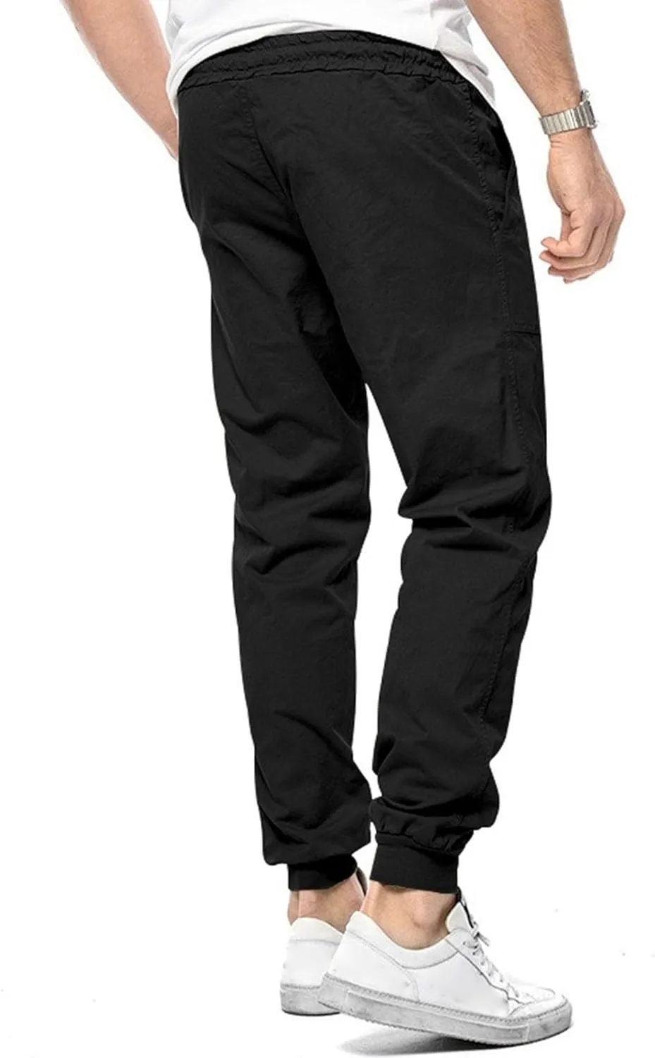 Men's Solid Stylish Comfort Slim Fit Pants Straight Leg Joggers Hiking Pants Drawstring Chino Athletic Trousers