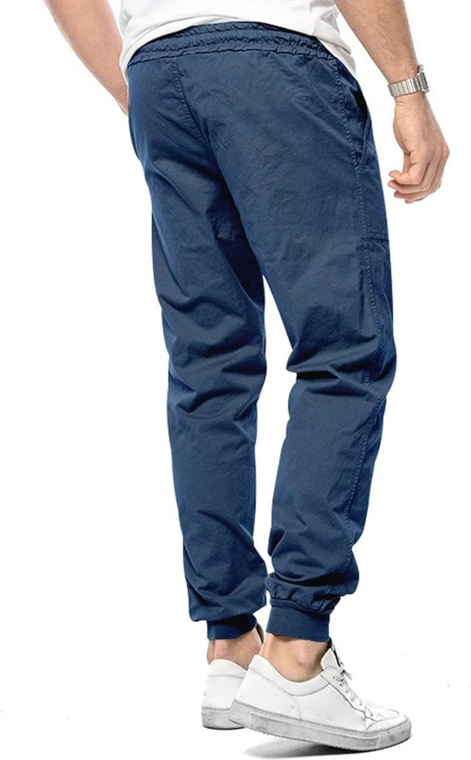 Men's Solid Stylish Comfort Slim Fit Pants Straight Leg Joggers Hiking Pants Drawstring Chino Athletic Trousers