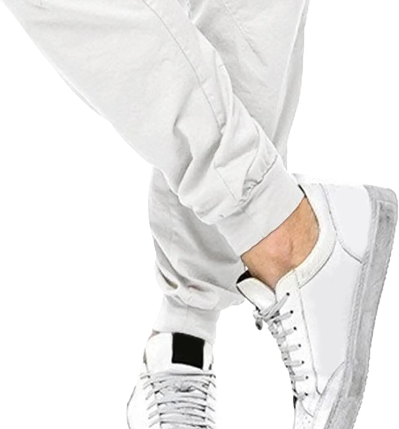 Men's Solid Stylish Comfort Slim Fit Pants Straight Leg Joggers Hiking Pants Drawstring Chino Athletic Trousers