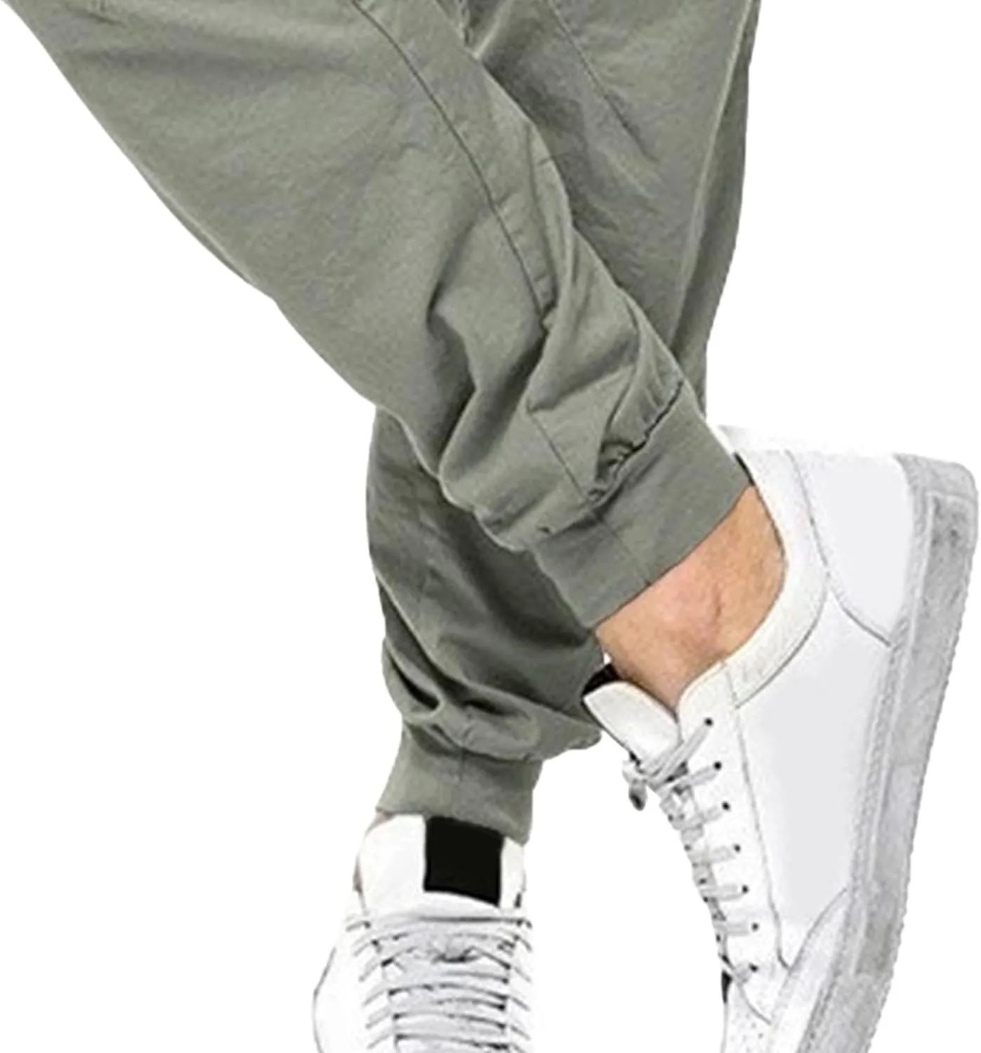 Men's Solid Stylish Comfort Slim Fit Pants Straight Leg Joggers Hiking Pants Drawstring Chino Athletic Trousers