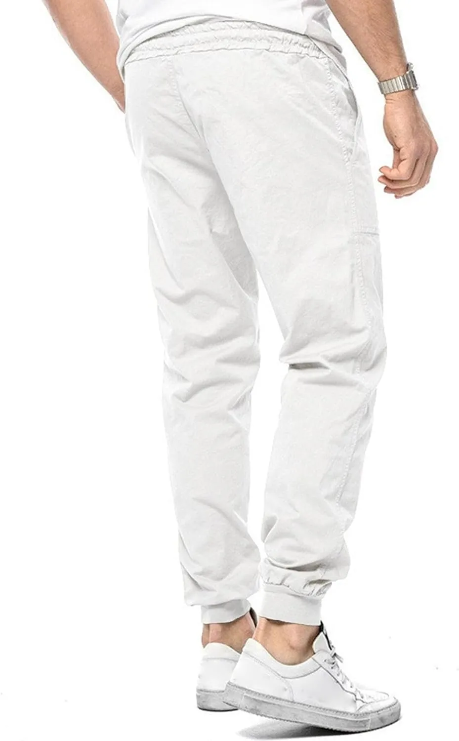 Men's Solid Stylish Comfort Slim Fit Pants Straight Leg Joggers Hiking Pants Drawstring Chino Athletic Trousers