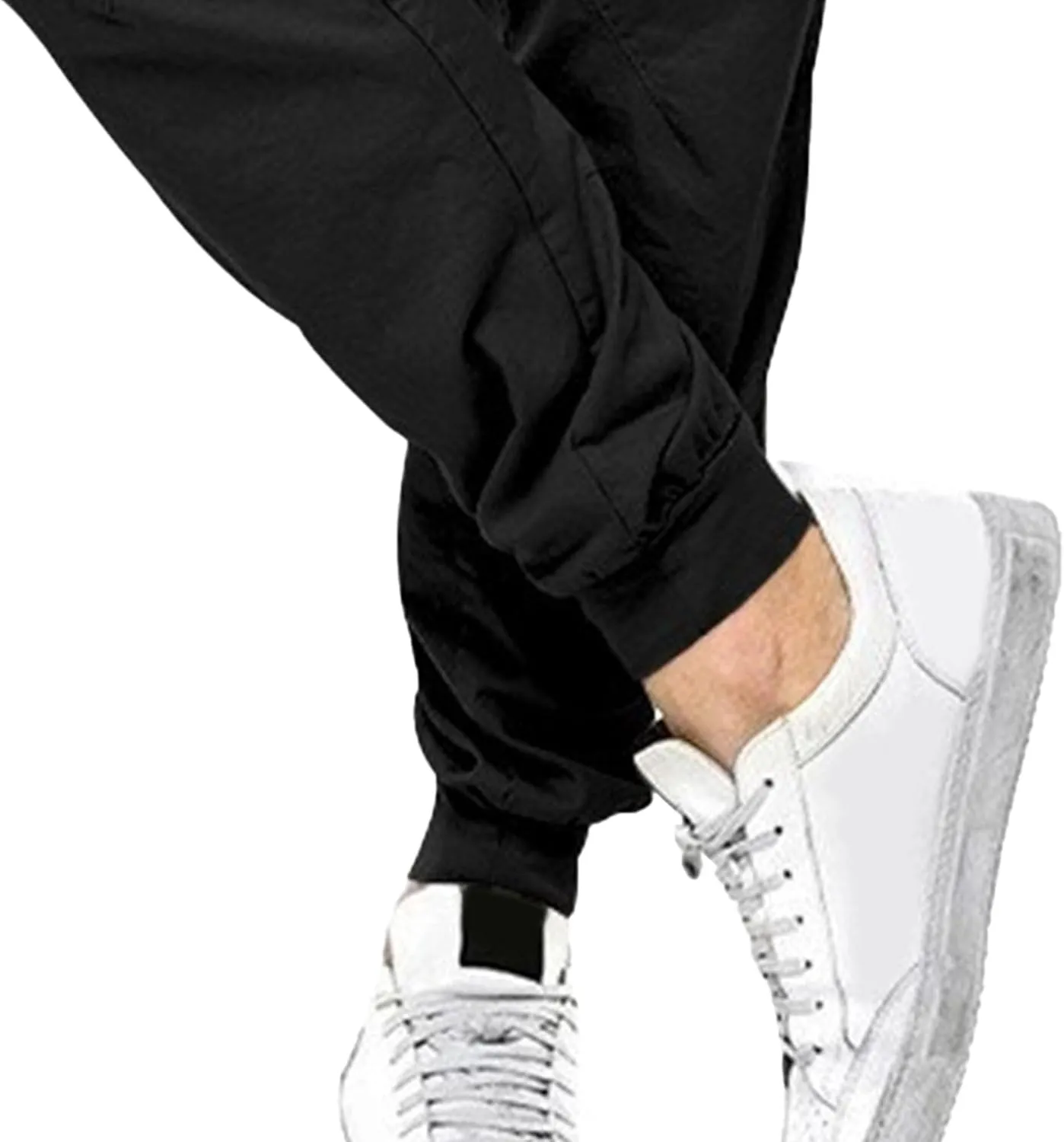 Men's Solid Stylish Comfort Slim Fit Pants Straight Leg Joggers Hiking Pants Drawstring Chino Athletic Trousers
