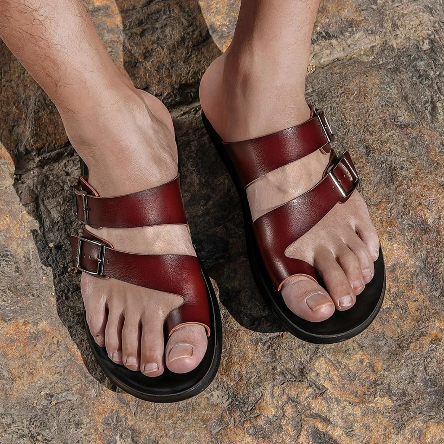 Men's Summer Plantar Fasciitis Flip/Beach Sandals For Flat Feet/Comfy Orthopedic Toe Ring Roman Slippers