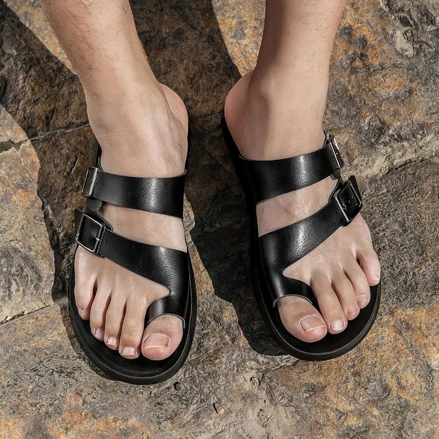 Men's Summer Plantar Fasciitis Flip/Beach Sandals For Flat Feet/Comfy Orthopedic Toe Ring Roman Slippers