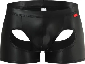 Mens T Shaped Pants Leather Double Open Cut Underwear Color Matching Mesh Low Waisted Underwear Exotic Gift Set