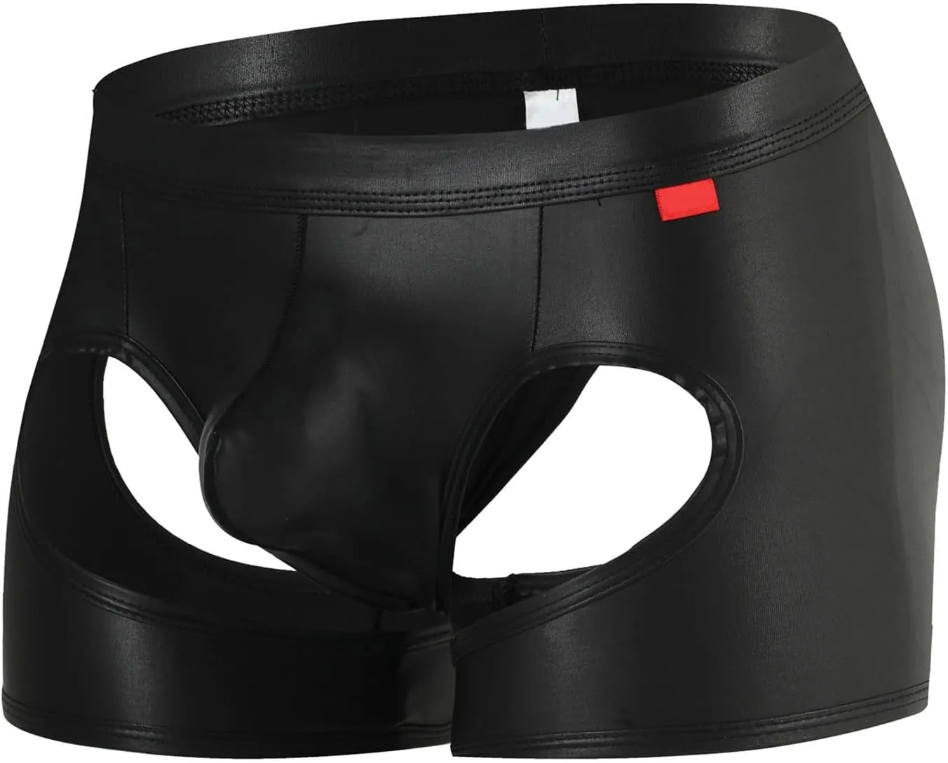 Mens T Shaped Pants Leather Double Open Cut Underwear Color Matching Mesh Low Waisted Underwear Exotic Gift Set