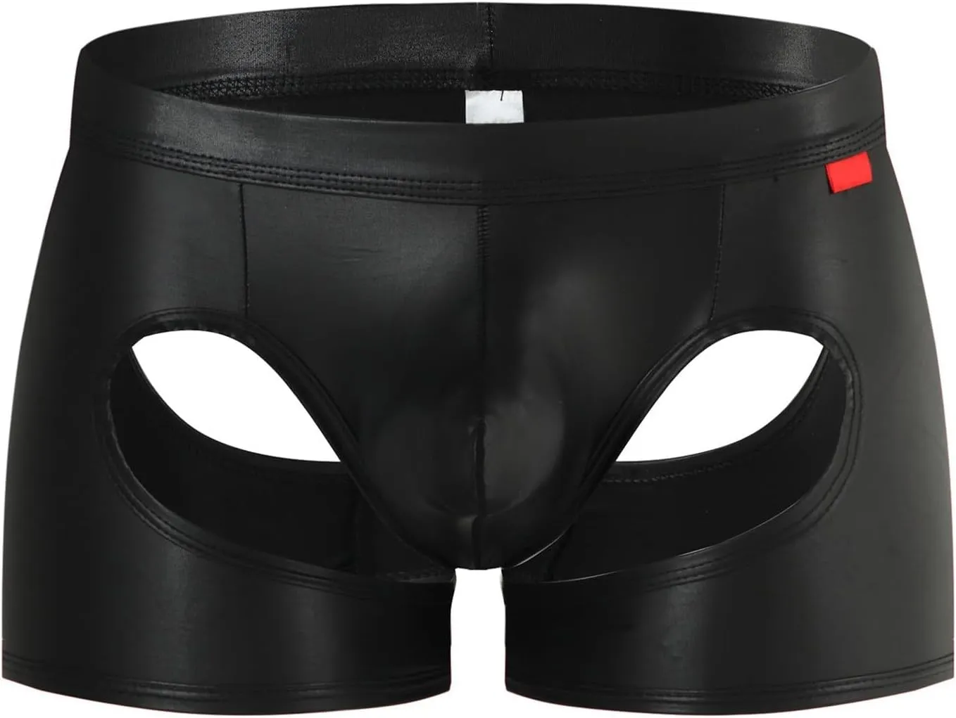 Mens T Shaped Pants Leather Double Open Cut Underwear Color Matching Mesh Low Waisted Underwear Exotic Gift Set