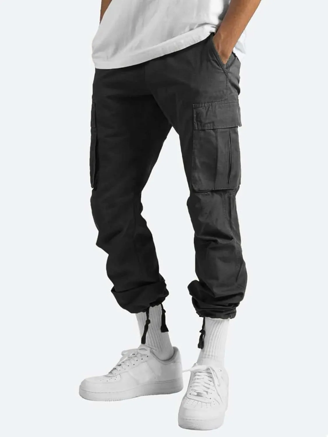 Mens Workout Cargo Pants Casual Athletic Hiking Outdoor Joggers Sweatpants Loose Fit Trousers with Pockets