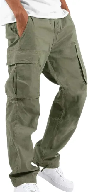 Mens Workout Cargo Pants Casual Athletic Hiking Outdoor Joggers Sweatpants Loose Fit Trousers with Pockets