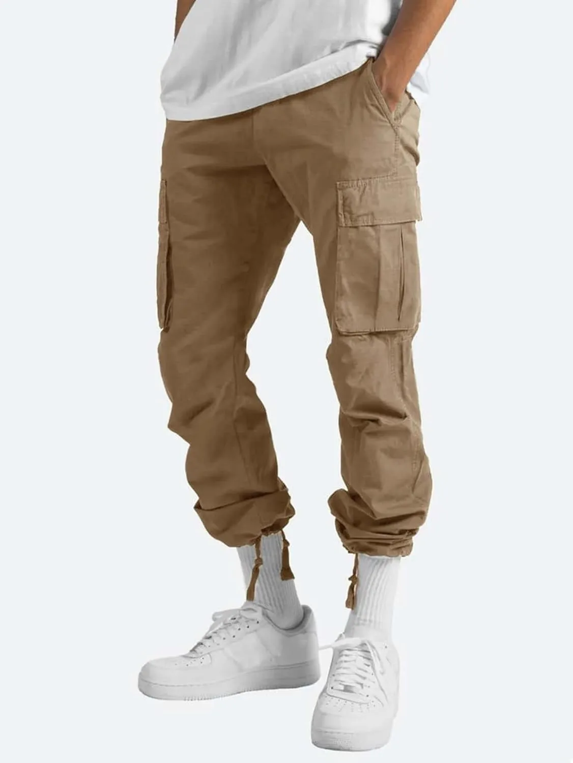 Mens Workout Cargo Pants Casual Athletic Hiking Outdoor Joggers Sweatpants Loose Fit Trousers with Pockets