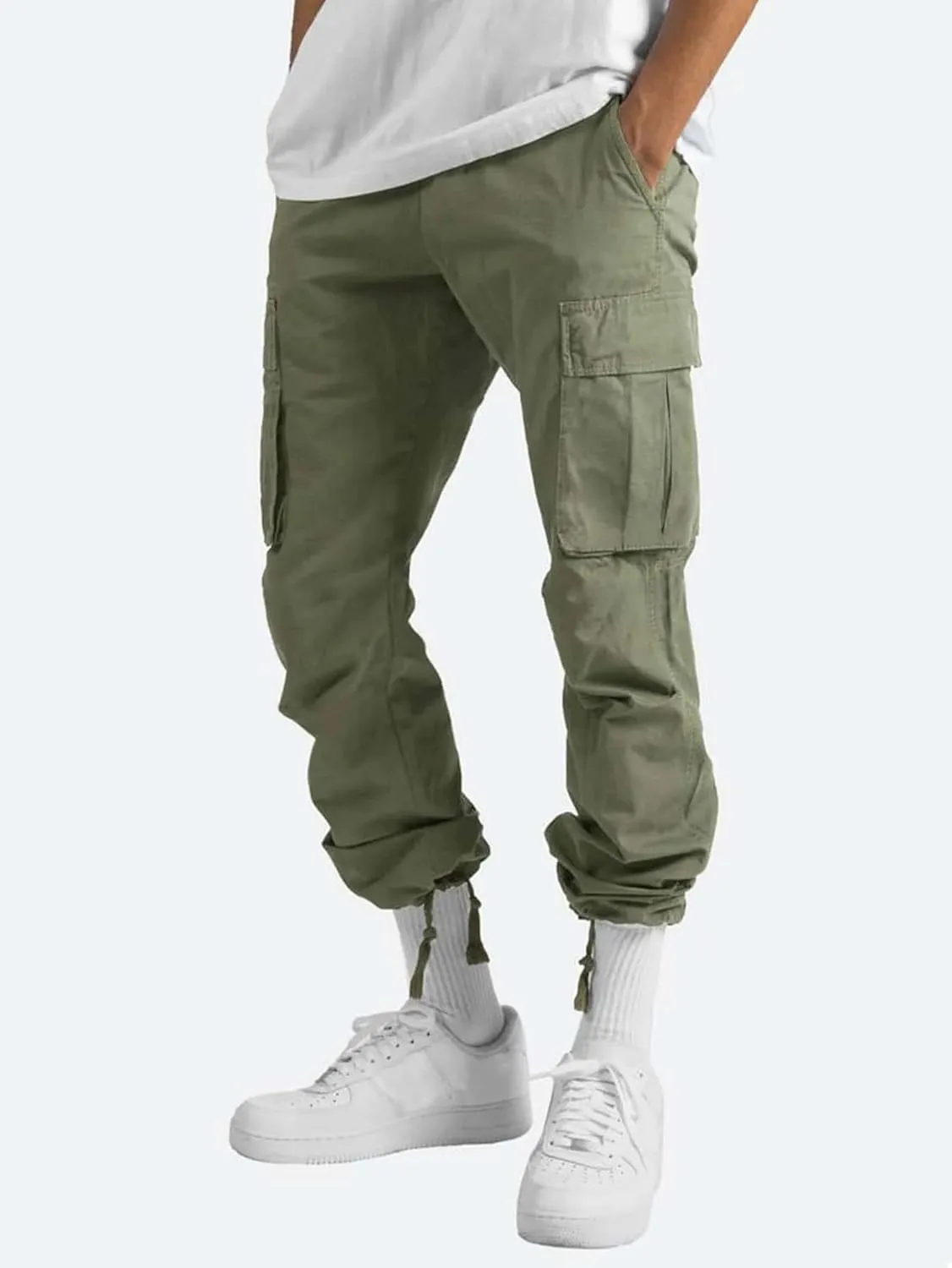 Mens Workout Cargo Pants Casual Athletic Hiking Outdoor Joggers Sweatpants Loose Fit Trousers with Pockets