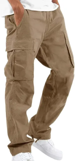 Mens Workout Cargo Pants Casual Athletic Hiking Outdoor Joggers Sweatpants Loose Fit Trousers with Pockets