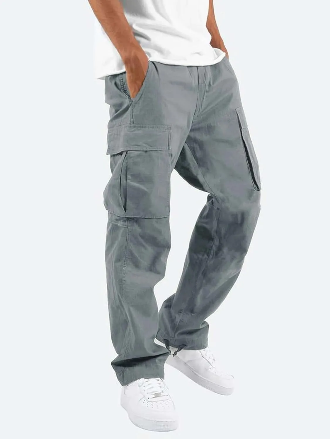 Mens Workout Cargo Pants Casual Athletic Hiking Outdoor Joggers Sweatpants Loose Fit Trousers with Pockets