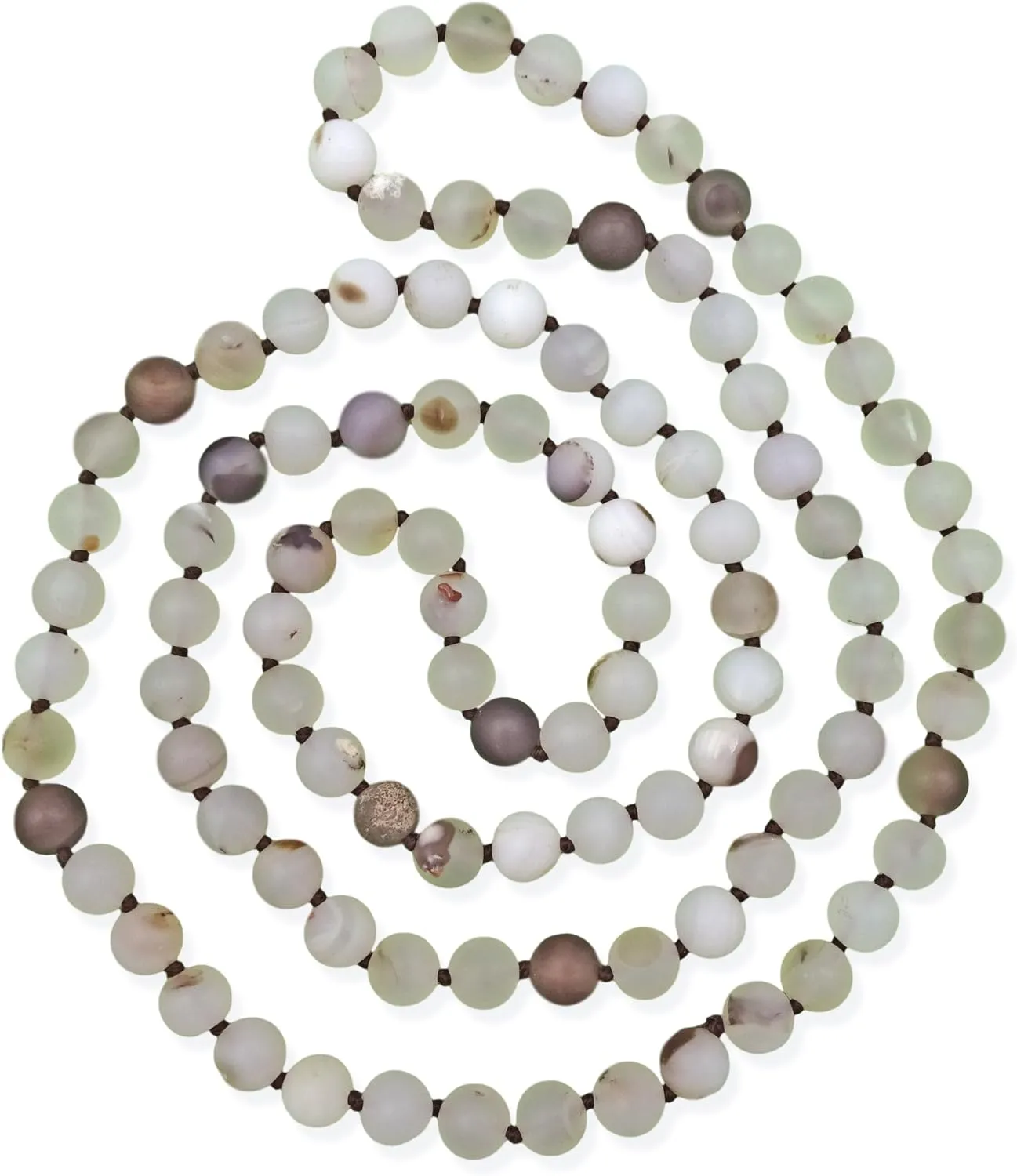 MGR MY GEMS ROCK! 7-8MM 36 Inch Long Matte-Finish Genuine Semi-Precious Stone Endless Infinity Opera Length Hand Beaded Mala Chakra Strand Necklace for Women or Men.