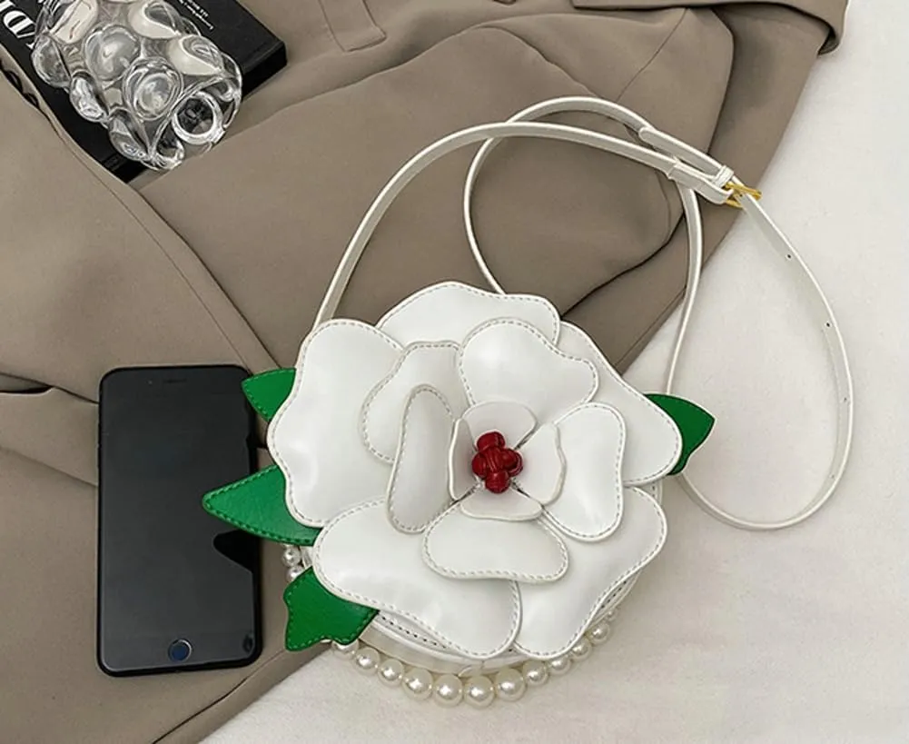 Mini 3D Flower Evening Bag Floral Purse Party PU Leather Women Clutch Purse Chain Strap Shoulder Bag 2025