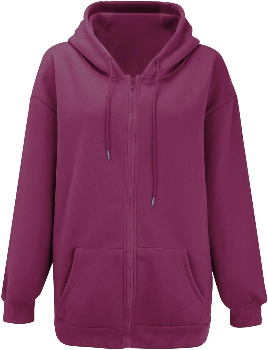 Miyaomn Trendy Zip Up Hoodies for Women Long Sleeve Oversized Sweatshirts Y2K Fall Outfits Casual Fashion Jacket with Pockets