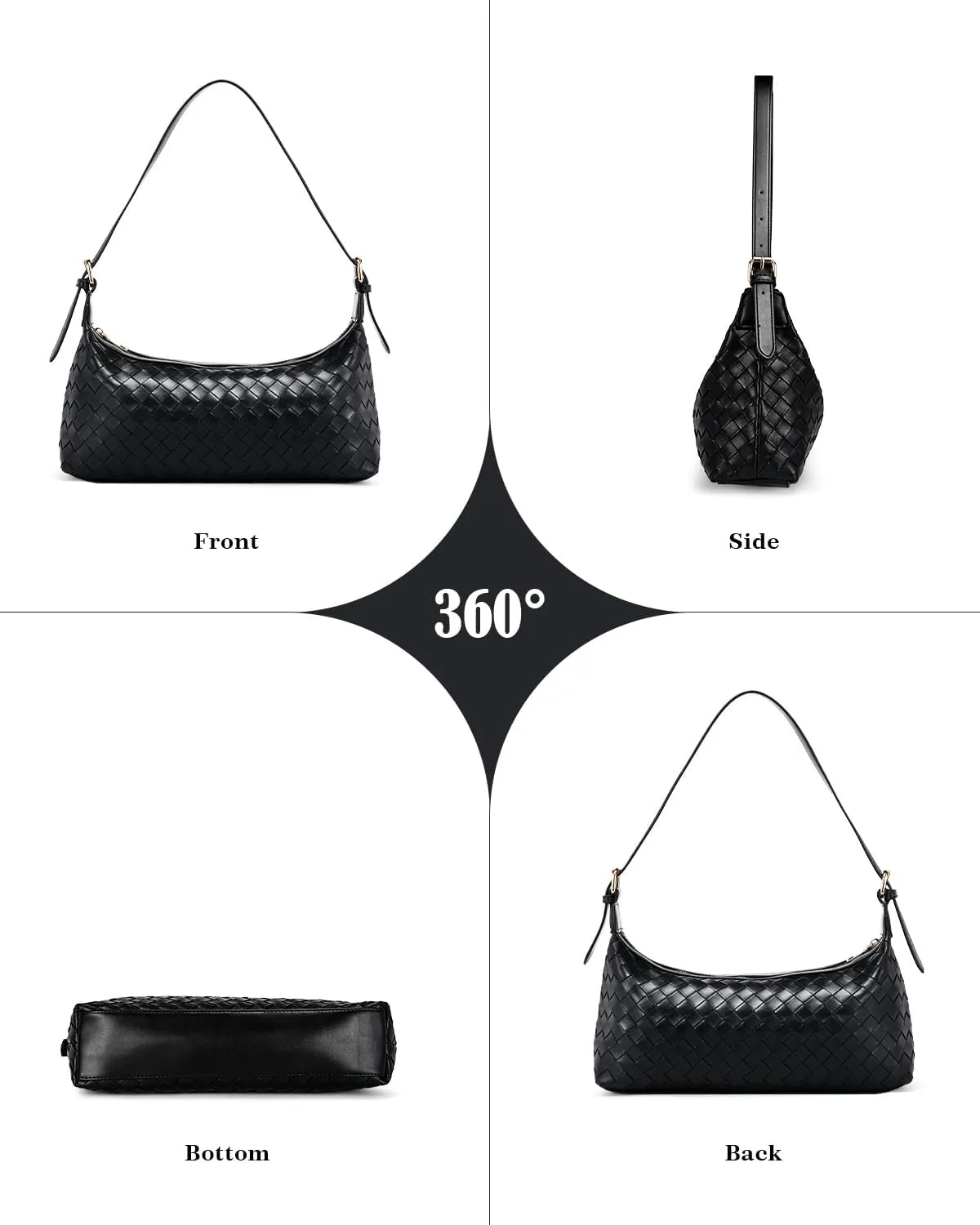 molshine Women's Hobo Shoulder Bags, PU Leather Woven Tote Handbag, Underarm Braided Evening Clutch Purse