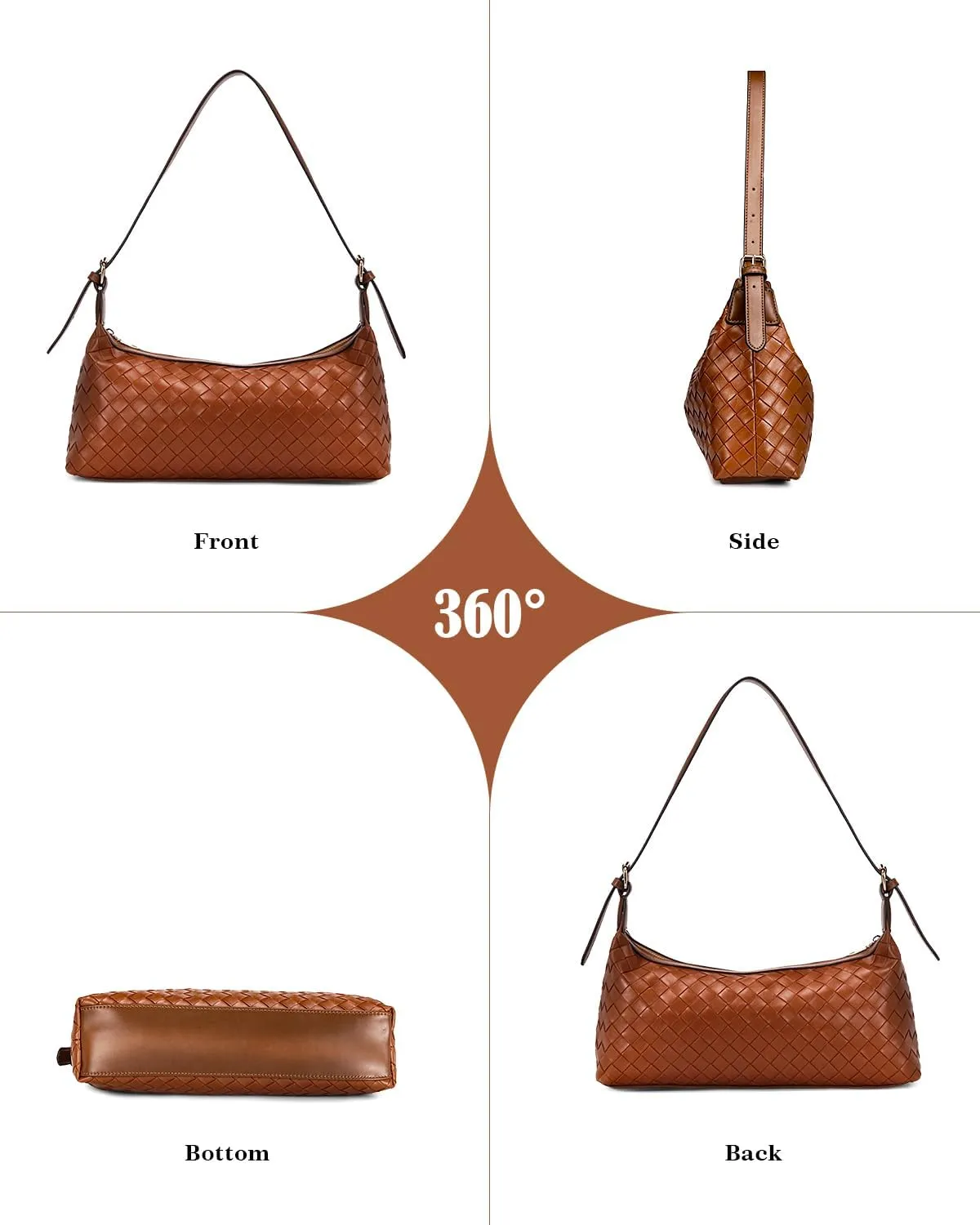 molshine Women's Hobo Shoulder Bags, PU Leather Woven Tote Handbag, Underarm Braided Evening Clutch Purse