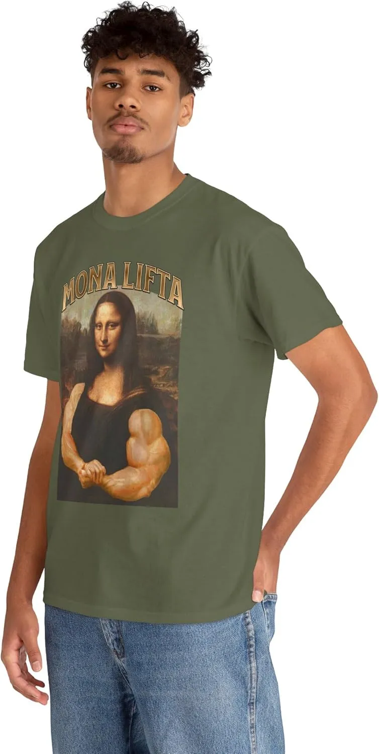 Mona Lifta T-Shirt, Bodybuilding Shirt, Mona Lisa Shirt, Funny Gym Shirt, Workout Tee, Bodybuilder Gift, Muscle Top, Athletic