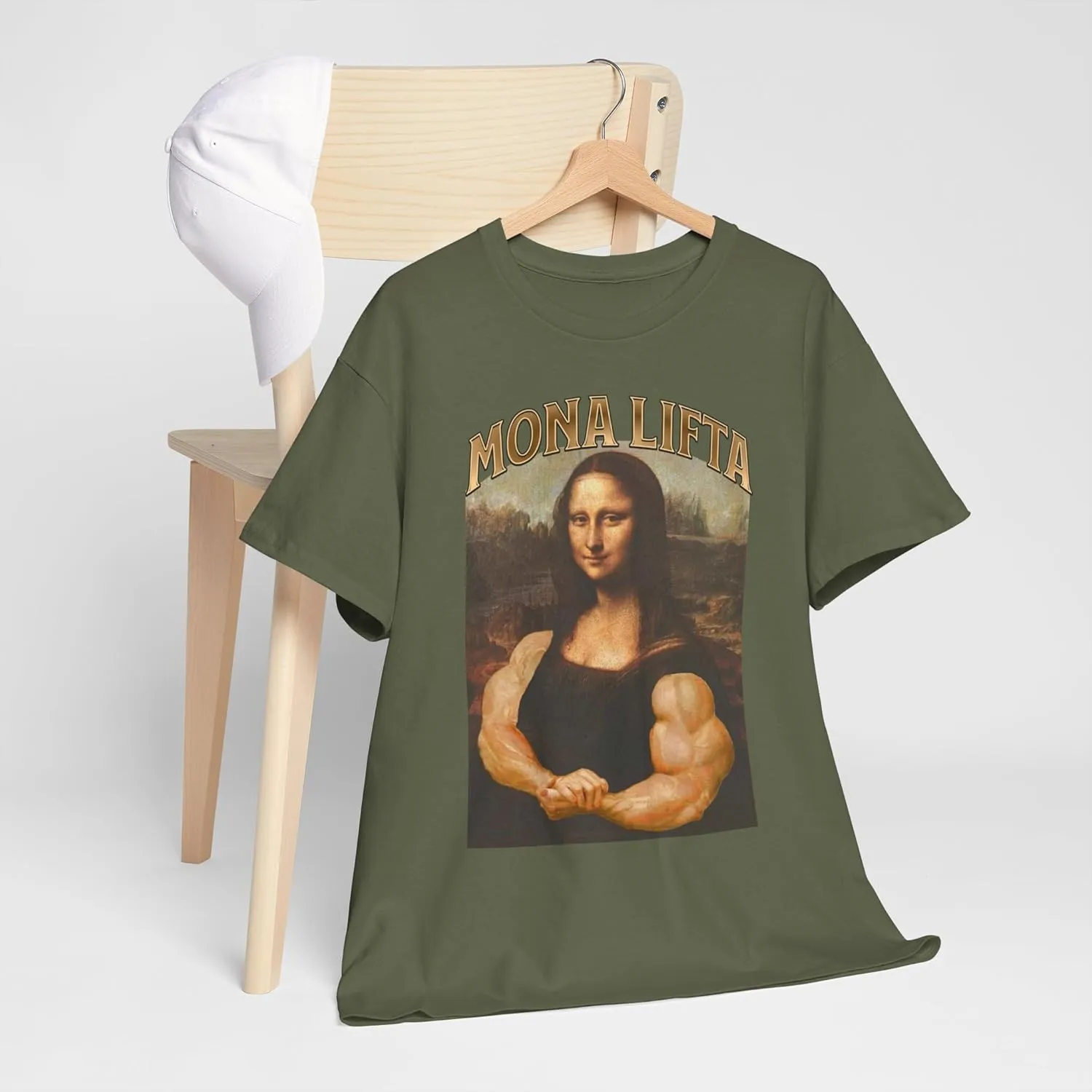 Mona Lifta T-Shirt, Bodybuilding Shirt, Mona Lisa Shirt, Funny Gym Shirt, Workout Tee, Bodybuilder Gift, Muscle Top, Athletic