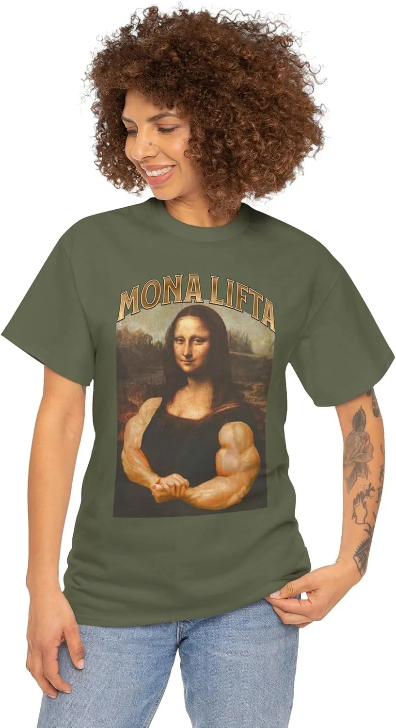Mona Lifta T-Shirt, Bodybuilding Shirt, Mona Lisa Shirt, Funny Gym Shirt, Workout Tee, Bodybuilder Gift, Muscle Top, Athletic