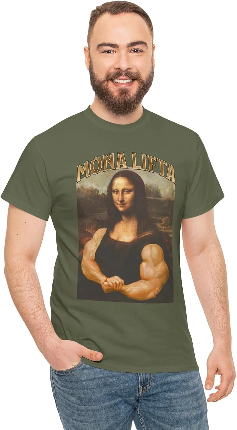 Mona Lifta T-Shirt, Bodybuilding Shirt, Mona Lisa Shirt, Funny Gym Shirt, Workout Tee, Bodybuilder Gift, Muscle Top, Athletic