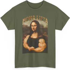Mona Lifta T-Shirt, Bodybuilding Shirt, Mona Lisa Shirt, Funny Gym Shirt, Workout Tee, Bodybuilder Gift, Muscle Top, Athletic