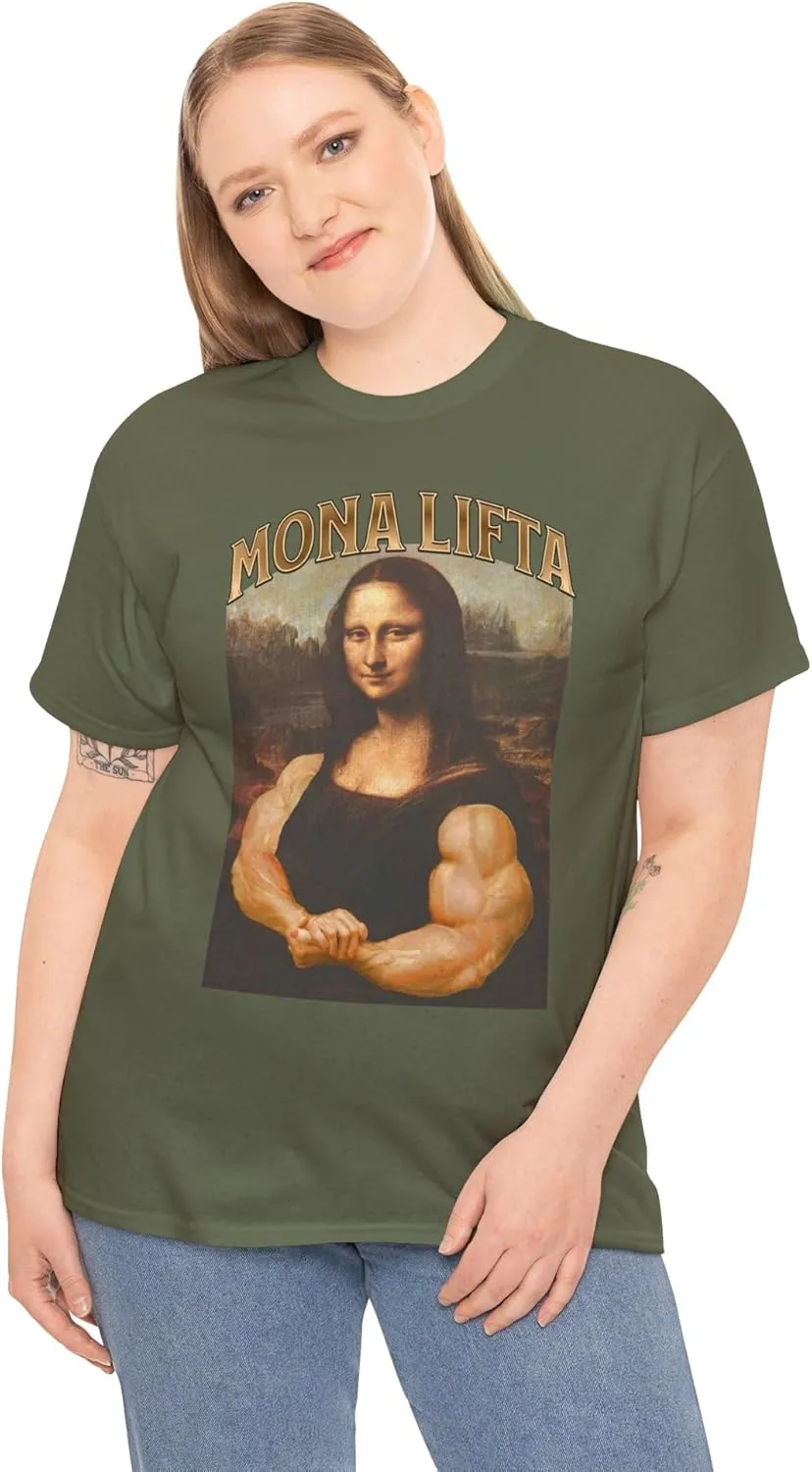 Mona Lifta T-Shirt, Bodybuilding Shirt, Mona Lisa Shirt, Funny Gym Shirt, Workout Tee, Bodybuilder Gift, Muscle Top, Athletic