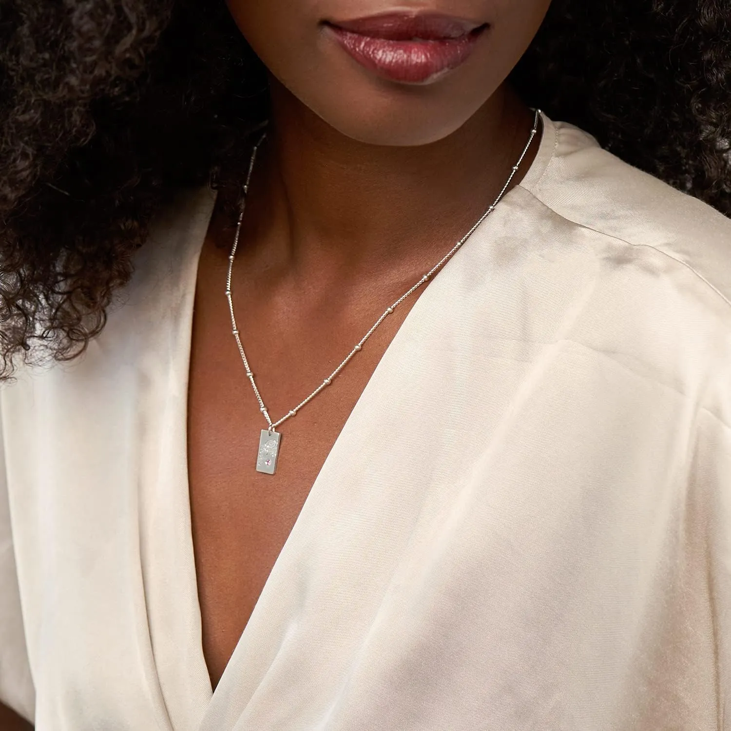 MYKA Personalized Blossom Birth Flower Necklace with Birthstones or Diamond - Link or Bubble Chain - Custom Jewelry
