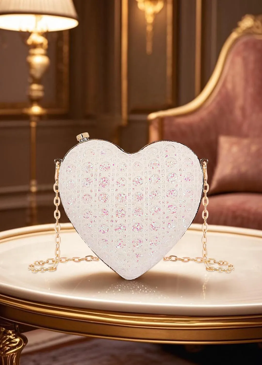 Naimo Women Heart Bag Rhinestone Evening Bag Shoulder Chain Bags Mini Handbag Clutch Wedding Cocktail Party Purse