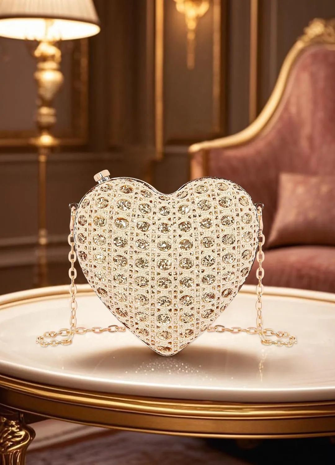 Naimo Women Heart Bag Rhinestone Evening Bag Shoulder Chain Bags Mini Handbag Clutch Wedding Cocktail Party Purse