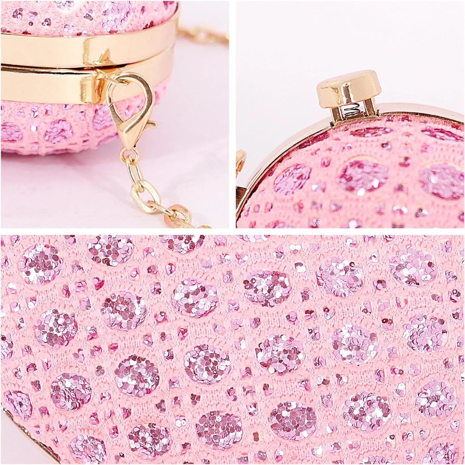 Naimo Women Heart Bag Rhinestone Evening Bag Shoulder Chain Bags Mini Handbag Clutch Wedding Cocktail Party Purse