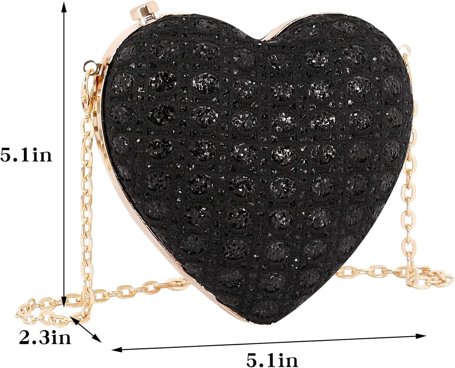 Naimo Women Heart Bag Rhinestone Evening Bag Shoulder Chain Bags Mini Handbag Clutch Wedding Cocktail Party Purse