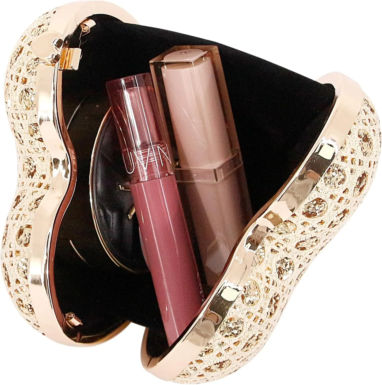 Naimo Women Heart Bag Rhinestone Evening Bag Shoulder Chain Bags Mini Handbag Clutch Wedding Cocktail Party Purse