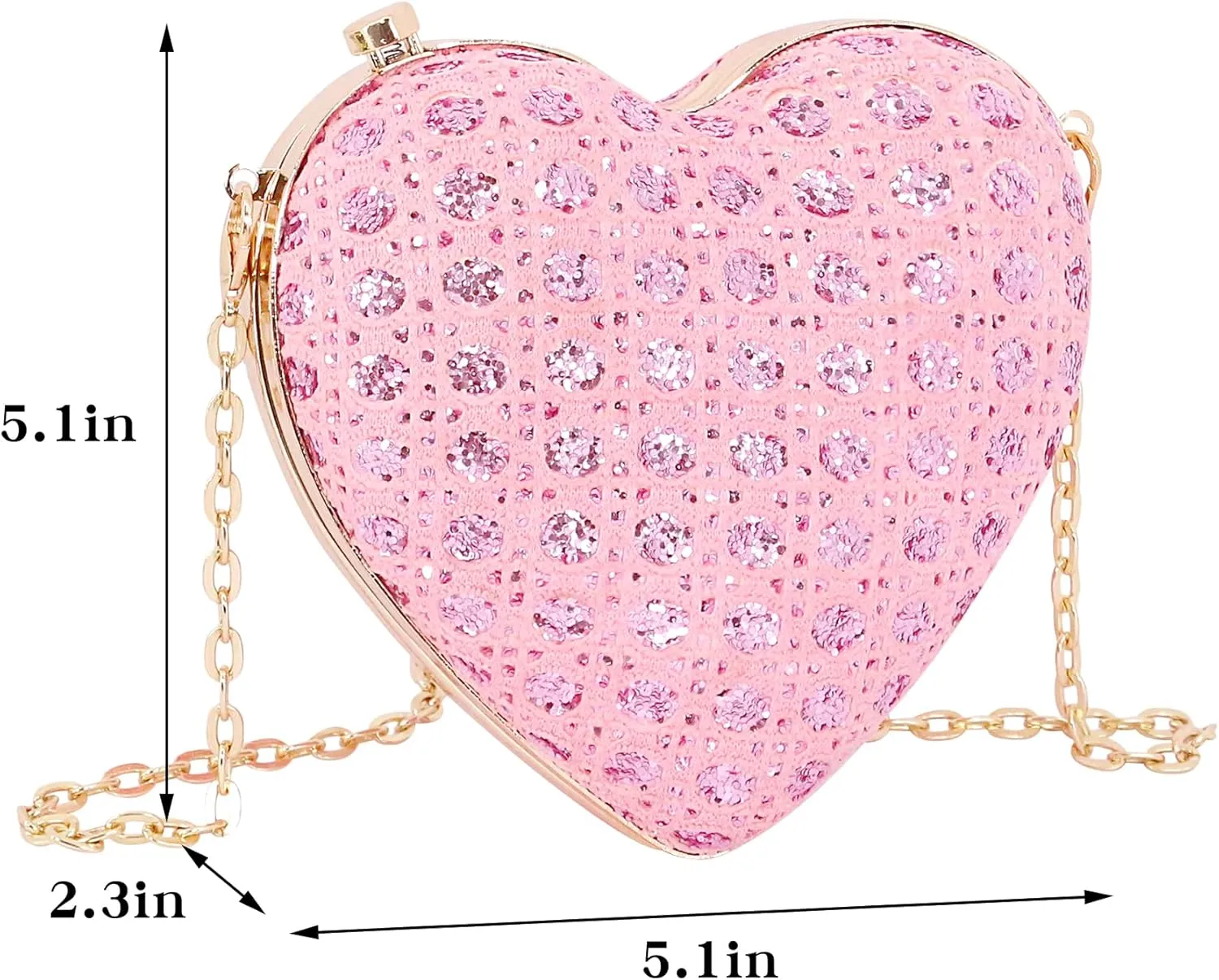 Naimo Women Heart Bag Rhinestone Evening Bag Shoulder Chain Bags Mini Handbag Clutch Wedding Cocktail Party Purse