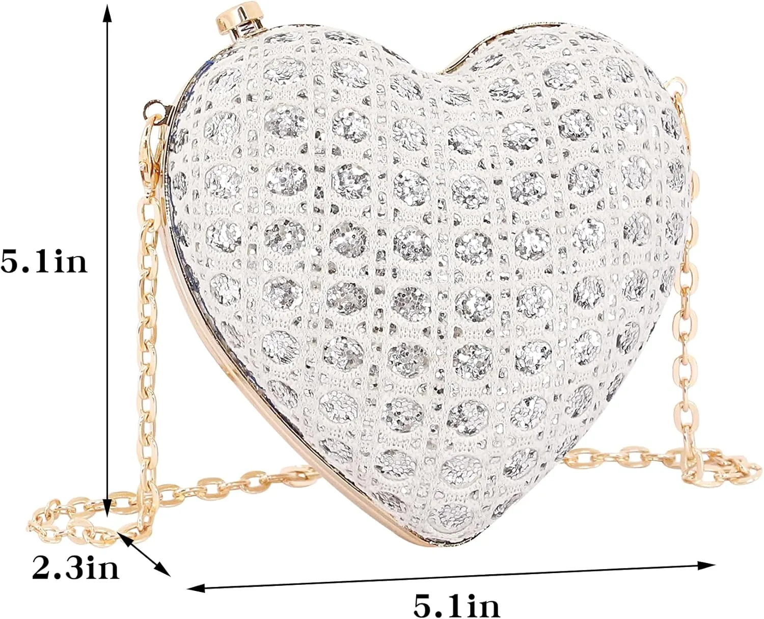 Naimo Women Heart Bag Rhinestone Evening Bag Shoulder Chain Bags Mini Handbag Clutch Wedding Cocktail Party Purse