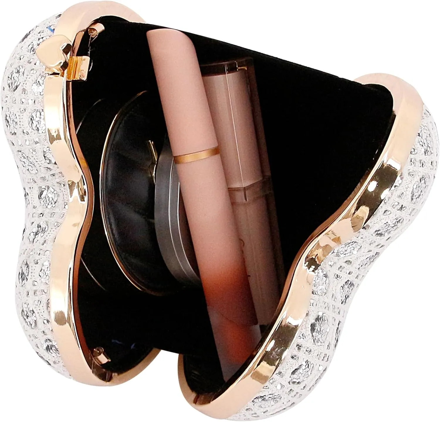 Naimo Women Heart Bag Rhinestone Evening Bag Shoulder Chain Bags Mini Handbag Clutch Wedding Cocktail Party Purse