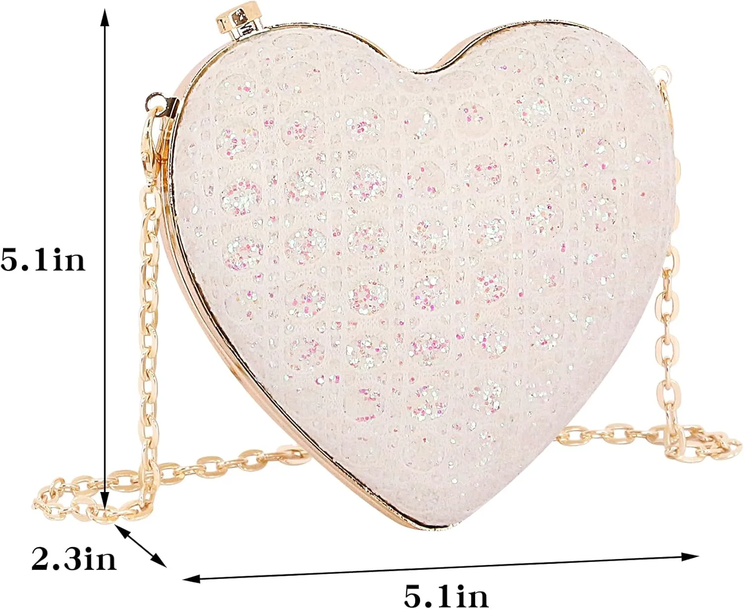 Naimo Women Heart Bag Rhinestone Evening Bag Shoulder Chain Bags Mini Handbag Clutch Wedding Cocktail Party Purse