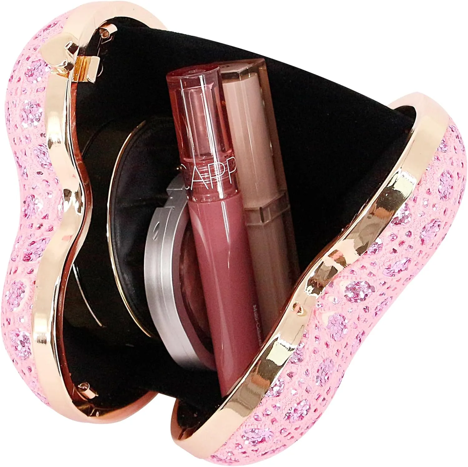 Naimo Women Heart Bag Rhinestone Evening Bag Shoulder Chain Bags Mini Handbag Clutch Wedding Cocktail Party Purse