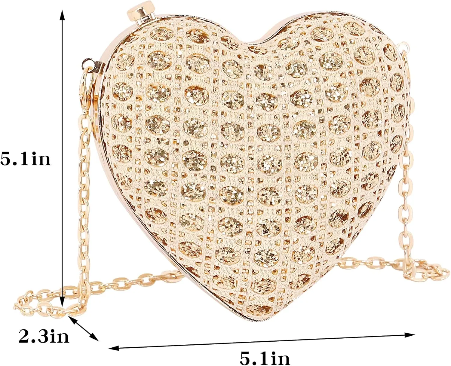 Naimo Women Heart Bag Rhinestone Evening Bag Shoulder Chain Bags Mini Handbag Clutch Wedding Cocktail Party Purse