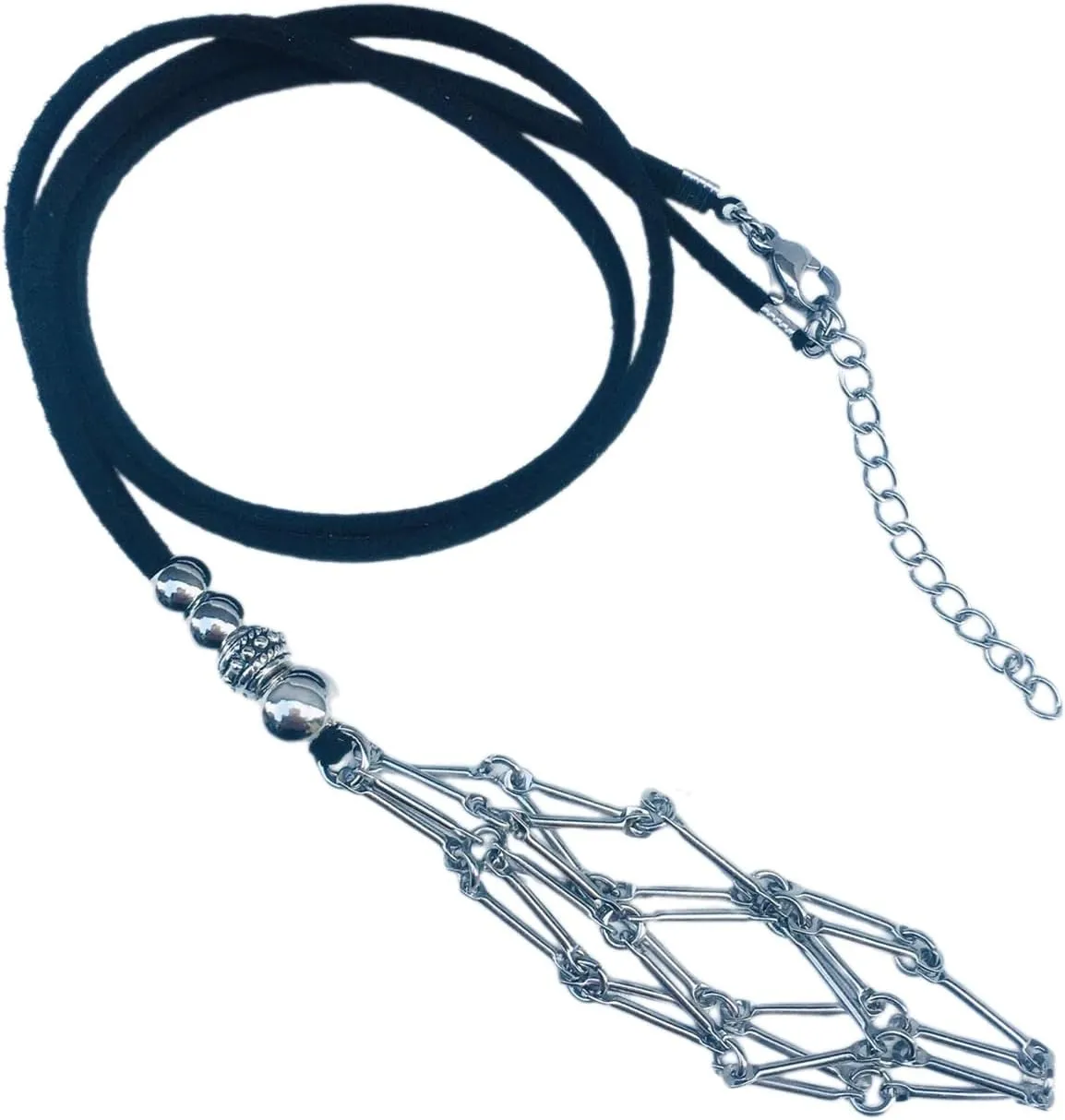 Net Necklace Mesh Pendant Necklace Adjustable Leathers Rope Empty Crystal Stone Holder Necklace Metal Crystal Cage Necklace Holder