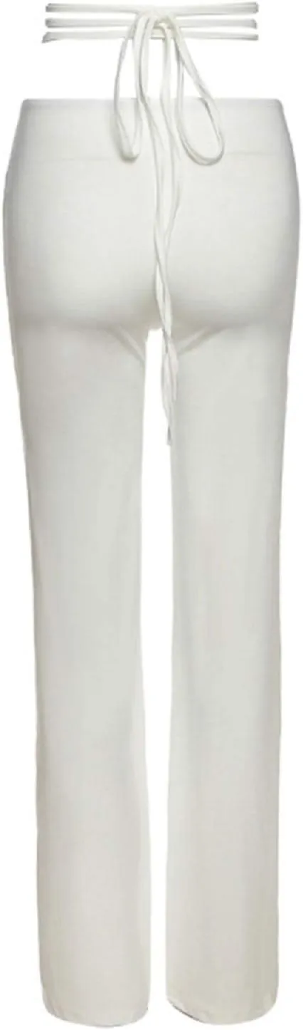 NUFIWI Sexy Women Drawstring Pants High Waist Ruched Bandage Sweatpants Solid Color Elastic Trousers Fashion Streetwear