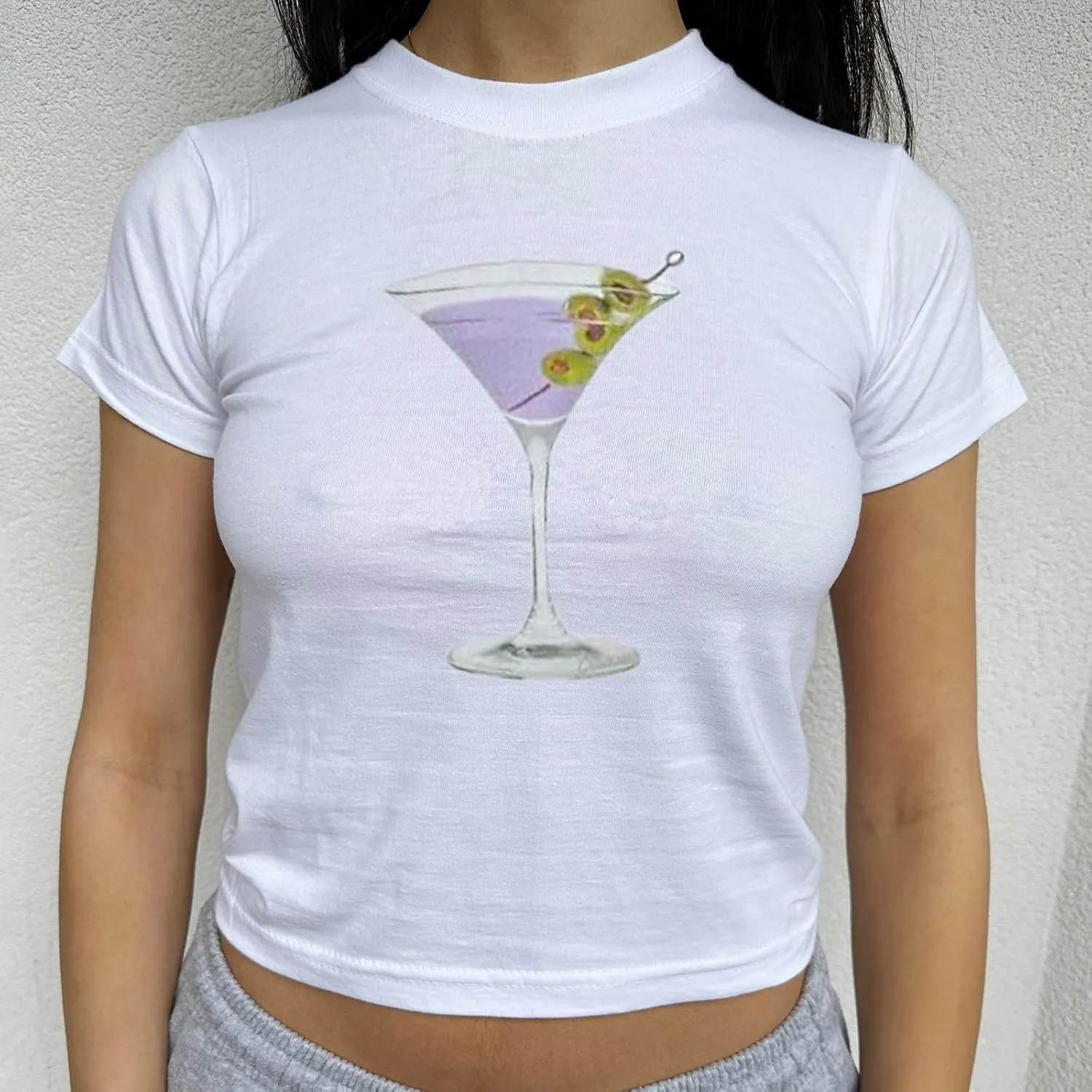 NUFIWI Womens Short Sleeve Graphic Baby Tees Y2k Bow Print T Shirt Crop Top E Girls Cute Aesthetic Clothes Summer