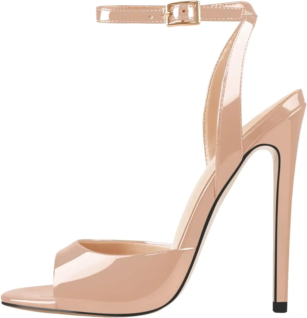 onlymaker Women's Fashion Peep Toe Ankle Sandals Cross Buckle Strap Sexy Open-back Stiletto High Heel Sandals