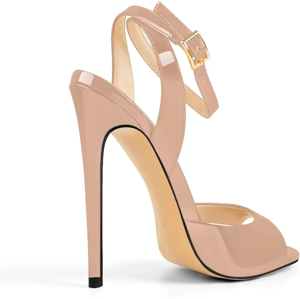 onlymaker Women's Fashion Peep Toe Ankle Sandals Cross Buckle Strap Sexy Open-back Stiletto High Heel Sandals