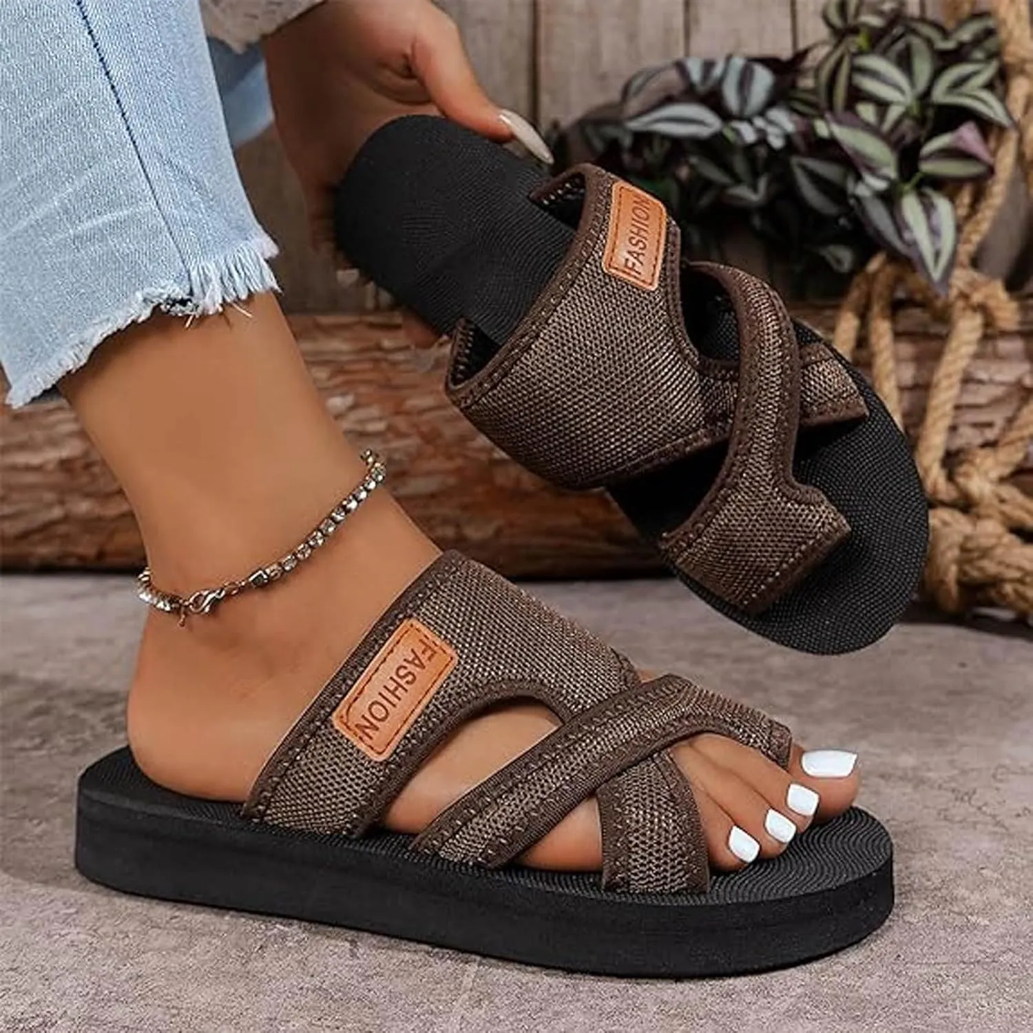Orthopedic Sandals for Women 2025 Dressy Comfortable Arch Support Slides Summer Walking Casual Beach Toe Ring Platform Sandals