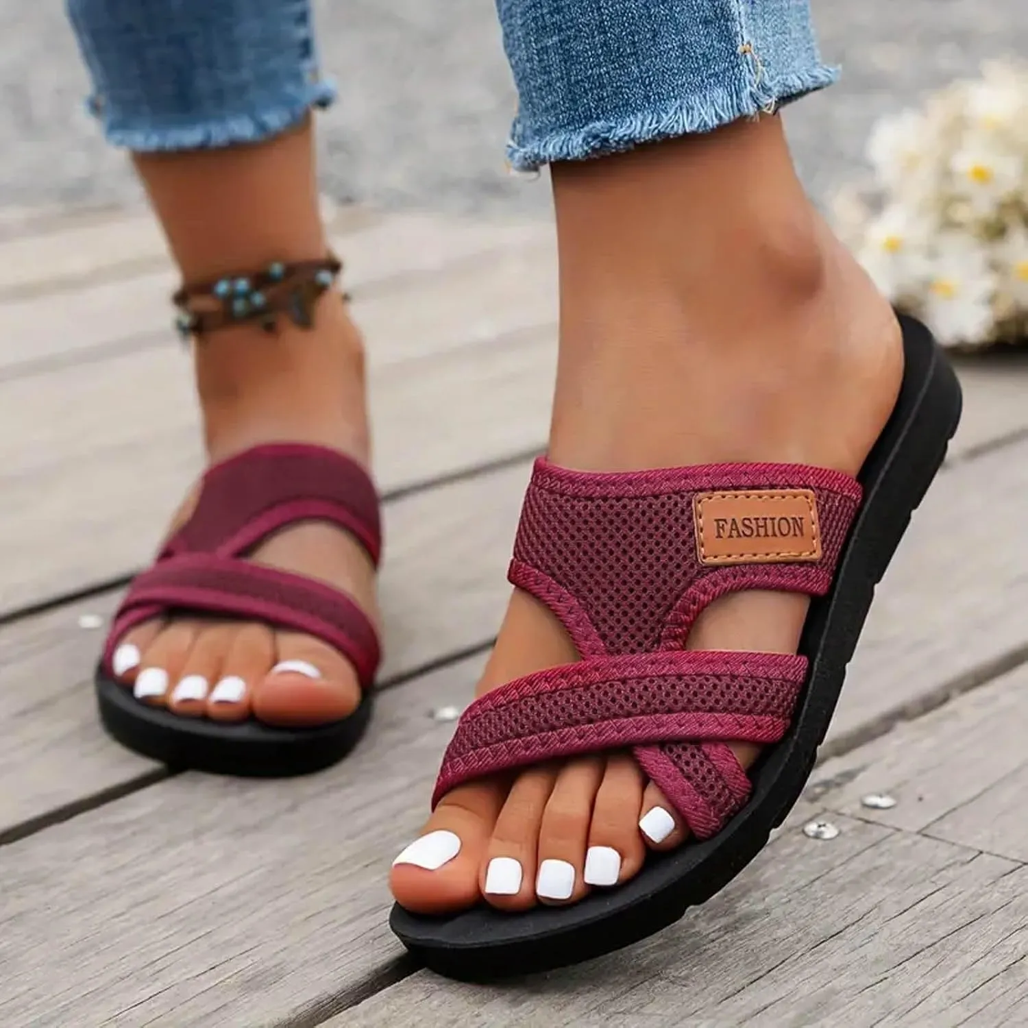 Orthopedic Sandals for Women 2025 Dressy Comfortable Arch Support Slides Summer Walking Casual Beach Toe Ring Platform Sandals