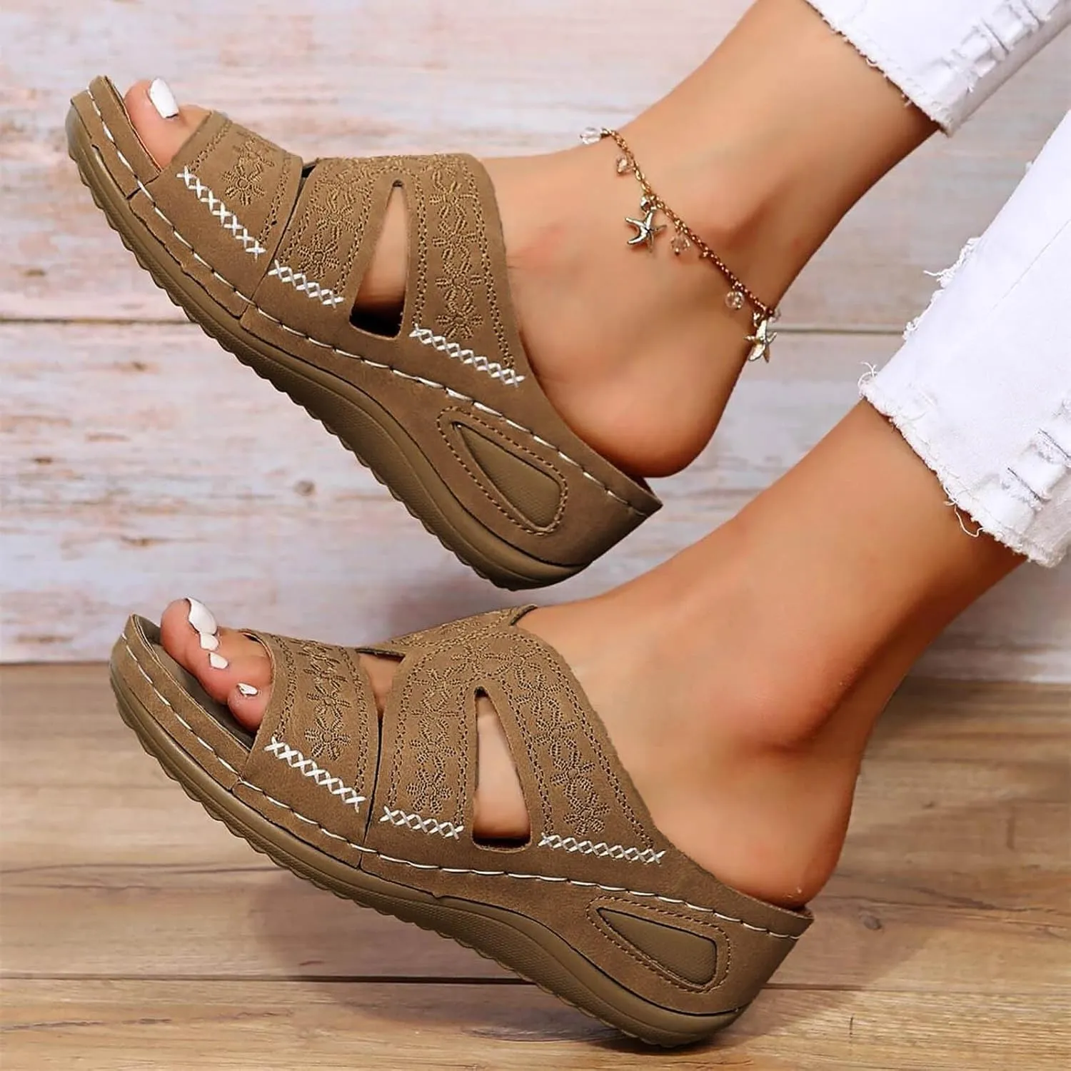 Orthopedic Sandals for Women Dressy Comfortable Arch Support Wedge Sandals Best Walking Flip Flops Sandals 2025
